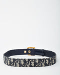 Dior Navy and White Monogram Oblique Jacquard Canvas Gold D DiorQuake Belt - 85
